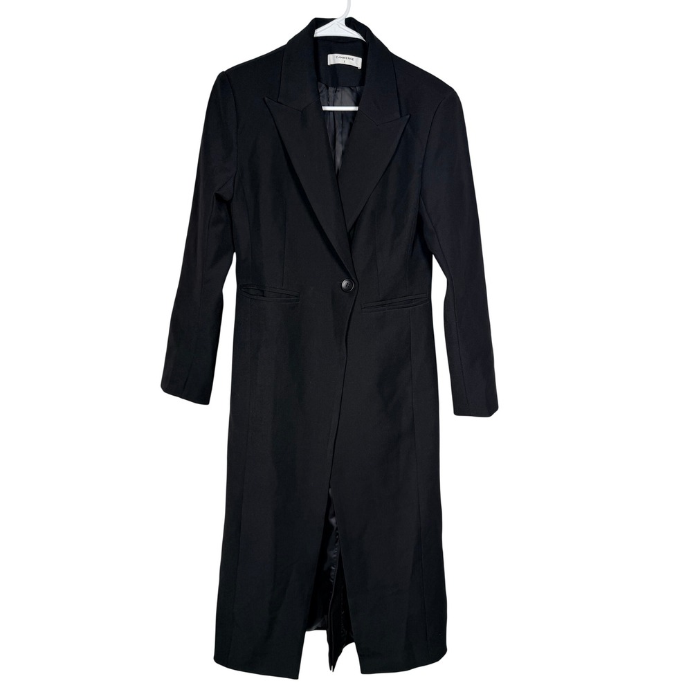 COMMENSE Women Black Longline Blazer Coat Size S Office Siren Dark Academia